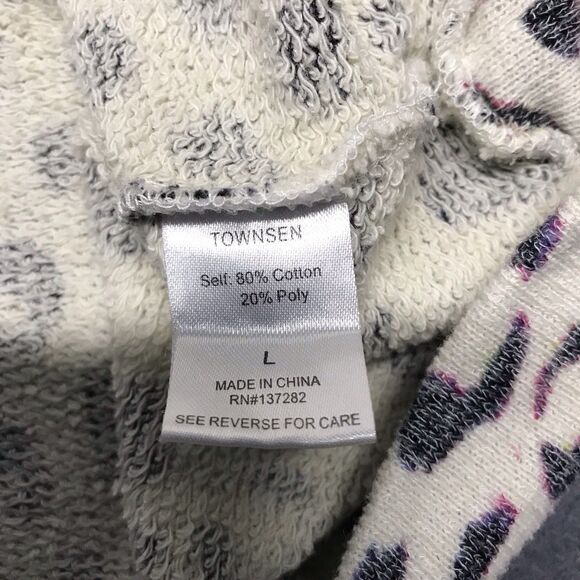 Townsen Womens Animal Print Sweatshirt Pullover Multicolored Terrycloth Sz Large - Picture 8 of 13